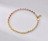1.12 Carat Natural Rainbow Sapphire Bezel Set Chain Bracelet