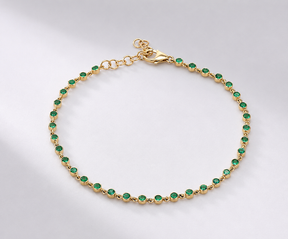 Natural Emerald Dainty Bezel Bracelet – May Birthstone Jewelry