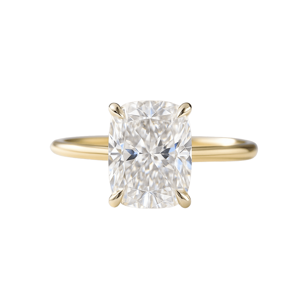 2 Carat Elongated Cushion Cut Two Tone Wedding Ring