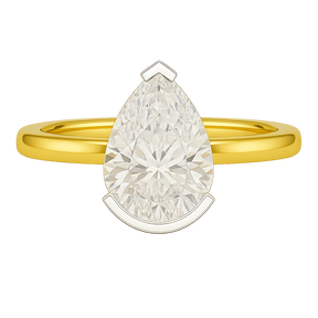 2 Carat Pear Cut Diamond Half Bezel Set Solitaire Engagement Ring