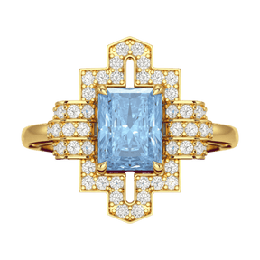 2 Carat Radiant Cut Ice Blue Diamond Art Deco Ring