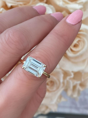 3 Carat Emerald Cut Diamond East West Engagement Ring