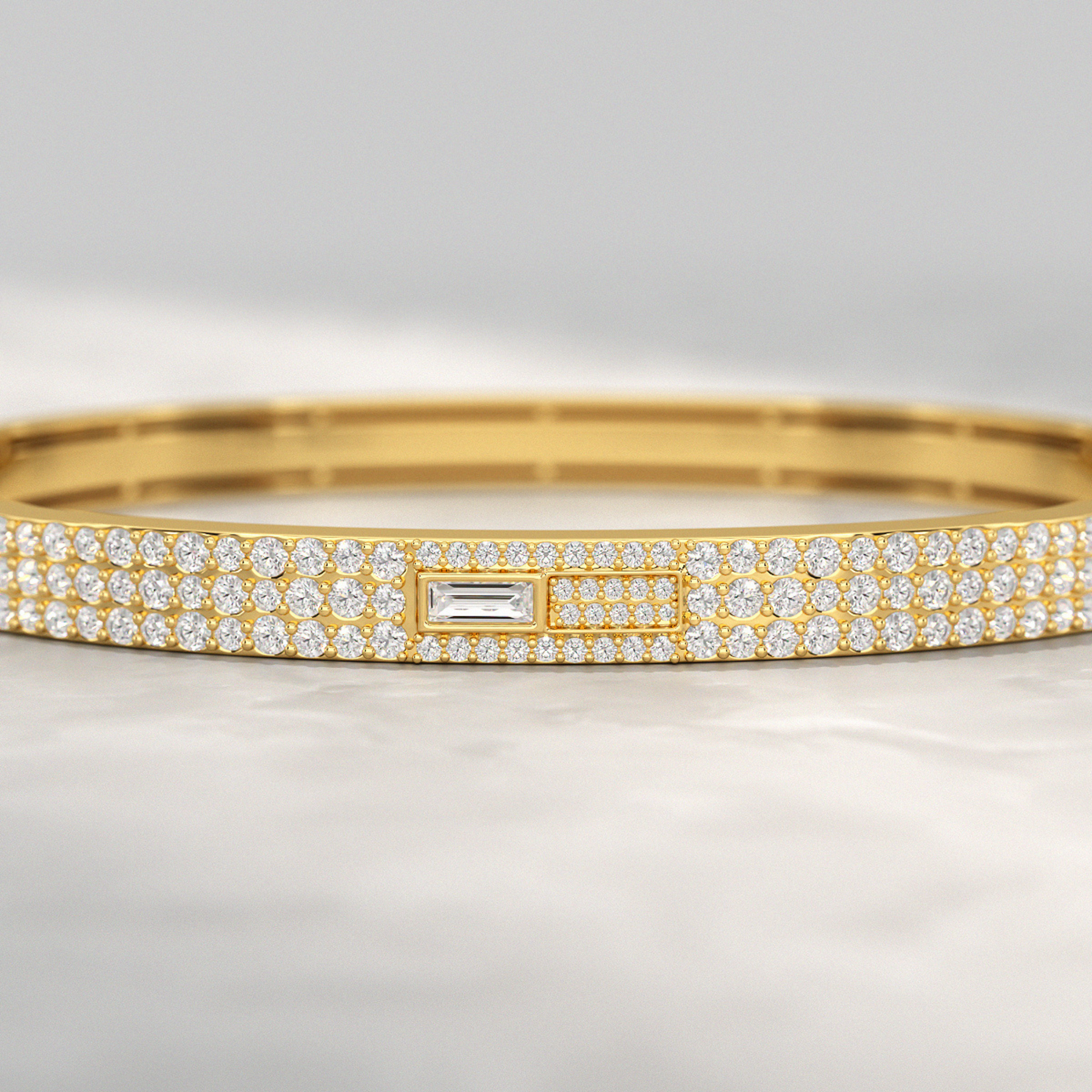 3.12 Carat Diamond Cuff Bracelet in 10K, 14K, 18K Solid Gold