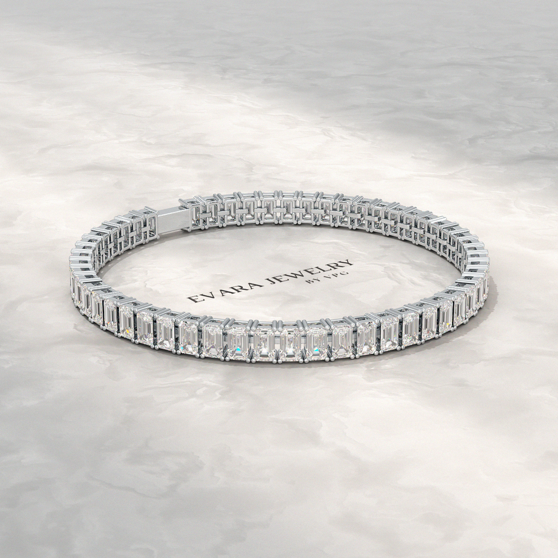 15 Carats Emerald Cut Lab Grown Diamond Tennis Bracelet