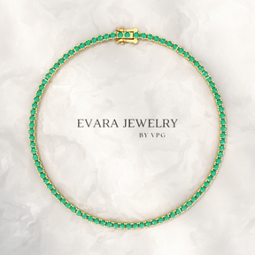 3.02 Carats Natural Emerald Tennis Bracelet in 14K/18K Yellow Gold