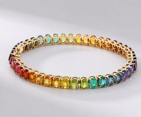 12 Carat Natural Rainbow Sapphire and Multi-Gemstone Bracelet in 18K Gold