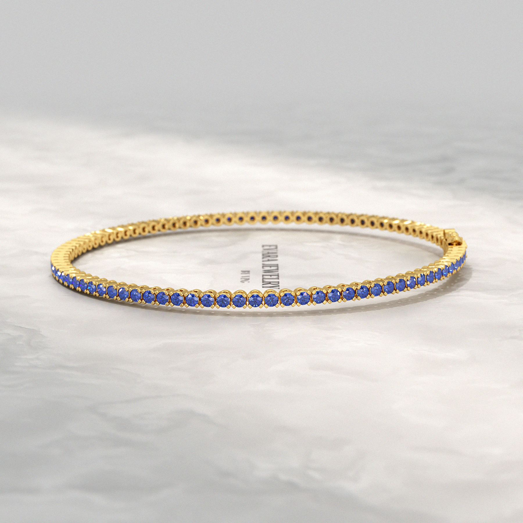 3.14 Carats Natural Blue Sapphire Tennis Bracelet in 14K/18K Solid Gold