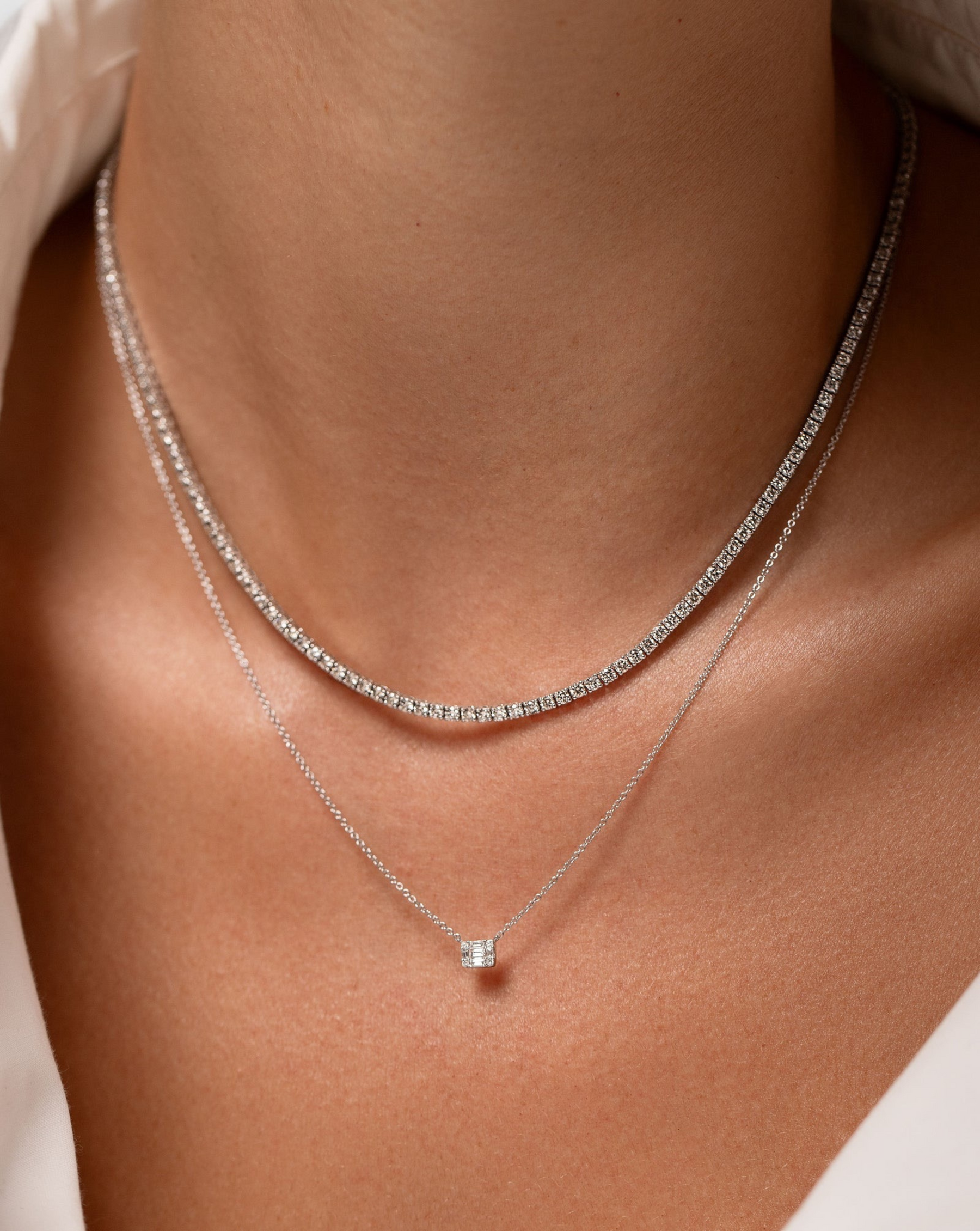 Luxury Diamond Tennis Necklace - 14K/18K White Gold Lab Grown Diamond Choker