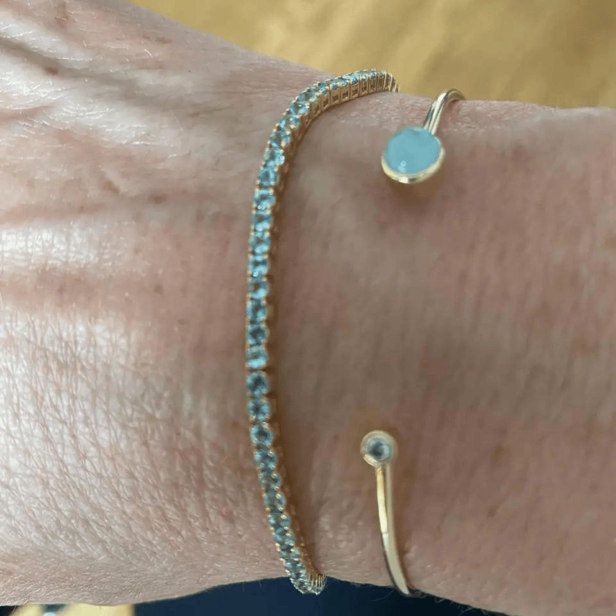 3 Carat Aquamarine Tennis Bracelet in 14K/18K White Gold - Evara Jewelry LLC