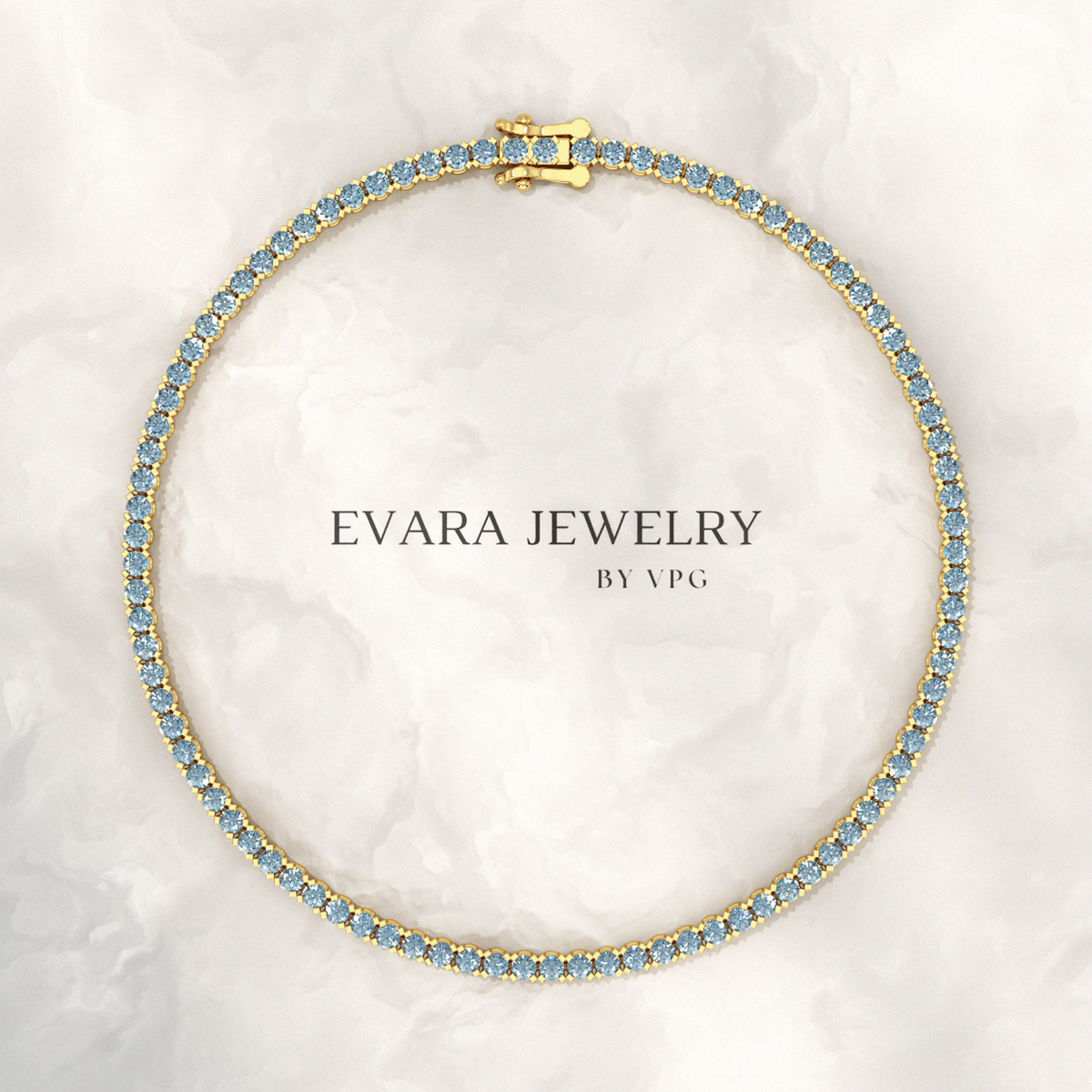 3 Carat Aquamarine Tennis Bracelet in 14K/18K White Gold - Evara Jewelry LLC