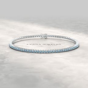 3 Carat Aquamarine Tennis Bracelet in 14K/18K White Gold - Evara Jewelry LLC