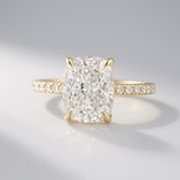 3 Carat Cushion Cut Diamond Engagement Ring with Pave Band - Evara Jewelry LLC
