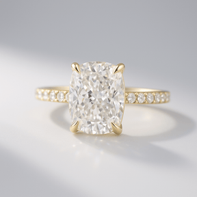 3 Carat Cushion Cut Diamond Engagement Ring with Pave Band - Evara Jewelry LLC