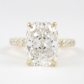 3 Carat Cushion Cut Diamond Engagement Ring with Pave Band - Evara Jewelry LLC