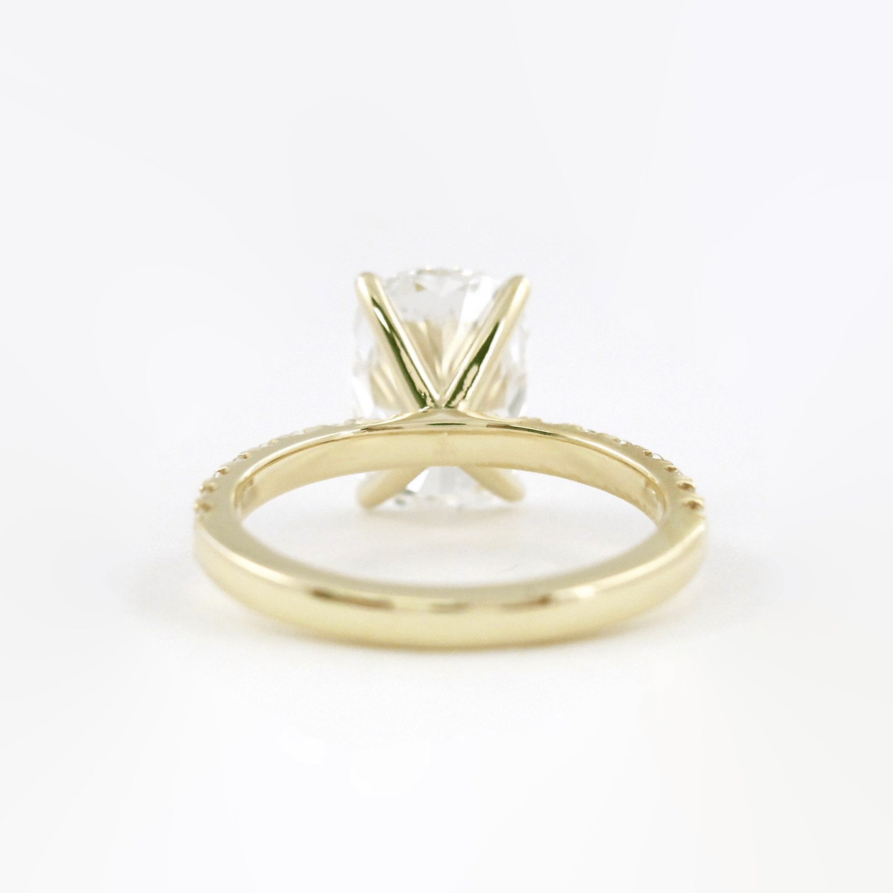 3 Carat Cushion Cut Diamond Engagement Ring with Pave Band - Evara Jewelry LLC