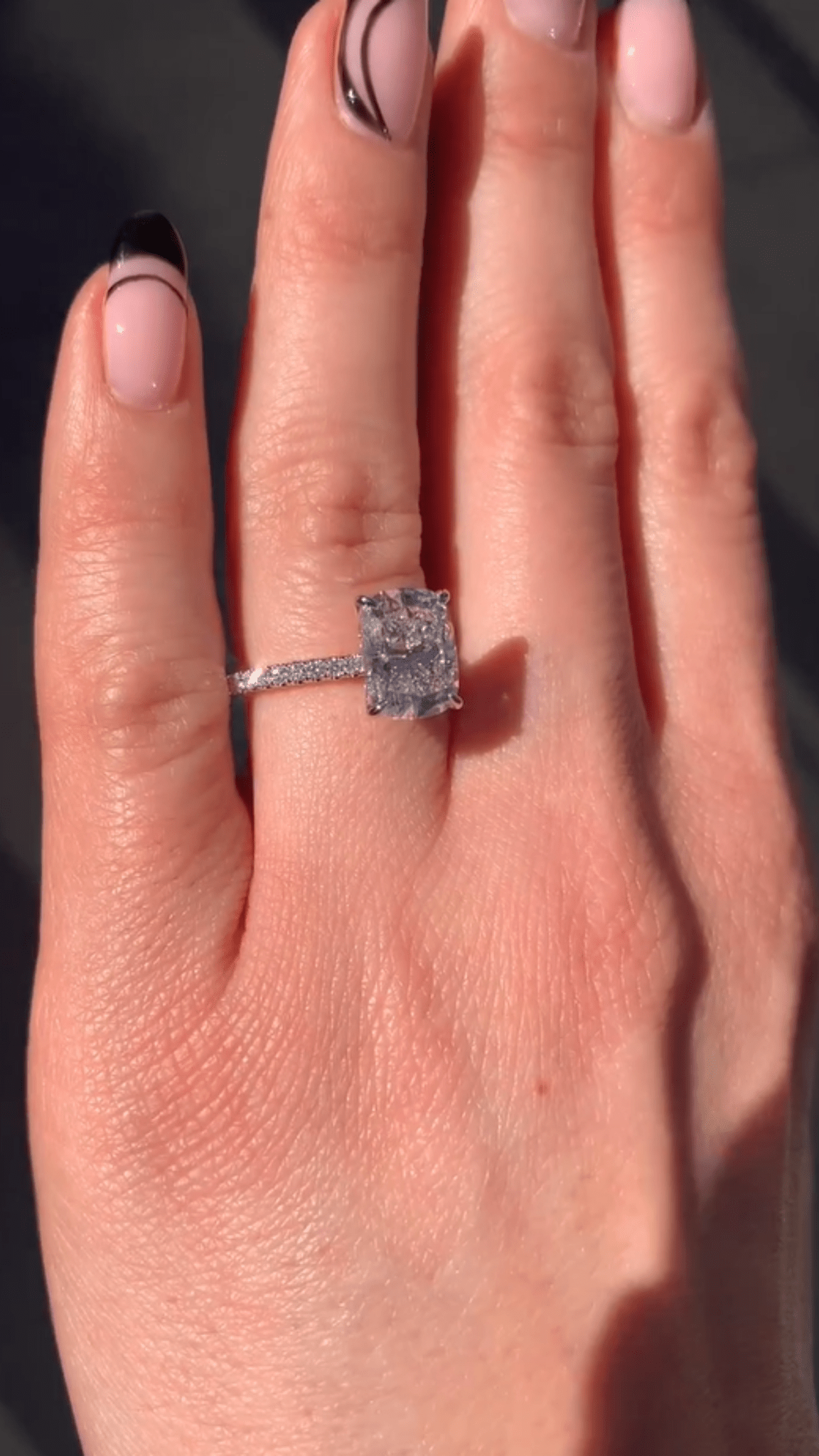 3 Carat Cushion Cut Diamond Engagement Ring with Pave Band - Evara Jewelry LLC