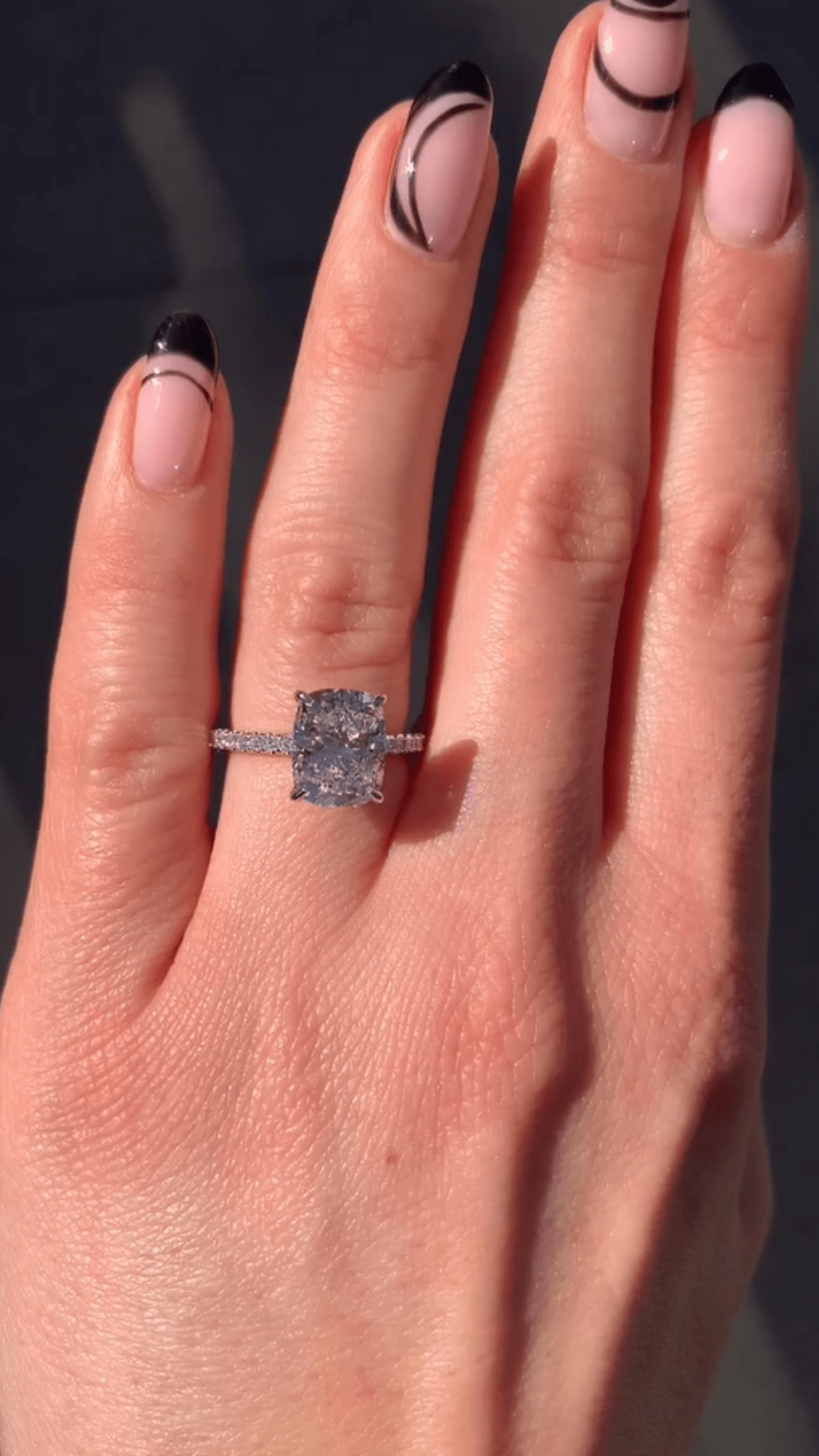 3 Carat Cushion Cut Diamond Engagement Ring with Pave Band - Evara Jewelry LLC