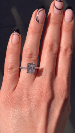 3 Carat Cushion Cut Diamond Engagement Ring with Pave Band - Evara Jewelry LLC