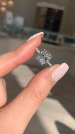 3 Carat Cushion Cut Diamond Engagement Ring with Pave Band - Evara Jewelry LLC