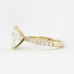 3 Carat Cushion Cut Diamond Engagement Ring with Pave Band - Evara Jewelry LLC