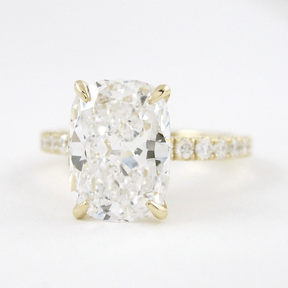 3 Carat Cushion Cut Diamond Engagement Ring with Pave Band - Evara Jewelry LLC
