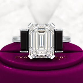 3 Carat Emerald Cut Art Deco Lab Grown Diamond Engagement Ring - Evara Jewelry LLC