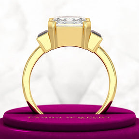 3 Carat Emerald Cut Art Deco Lab Grown Diamond Engagement Ring - Evara Jewelry LLC