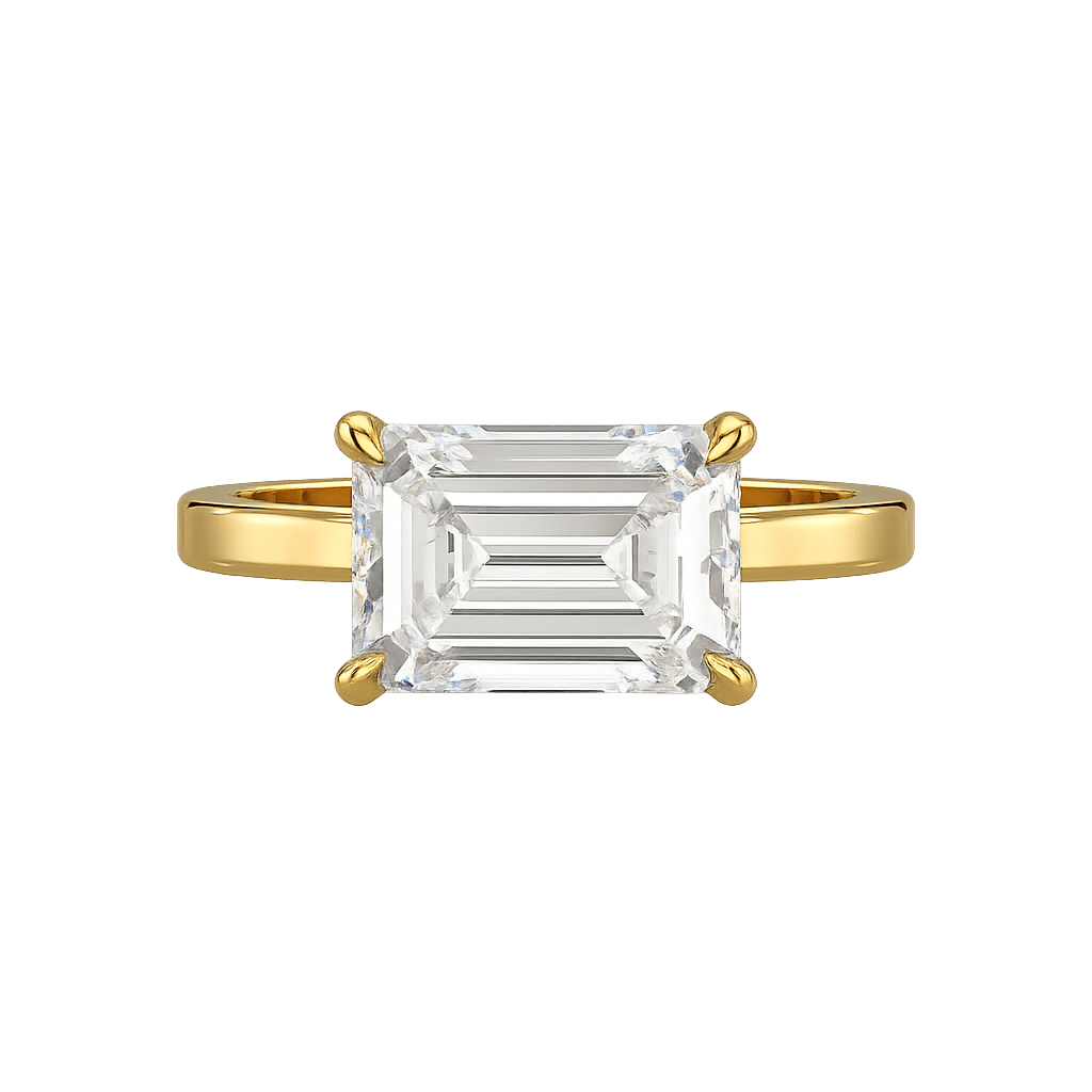 3 Carat Emerald Cut Diamond East West Engagement Ring - Evara Jewelry LLC