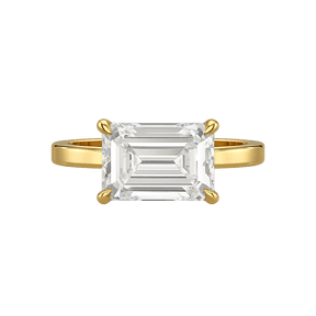 3 Carat Emerald Cut Diamond East West Engagement Ring - Evara Jewelry LLC