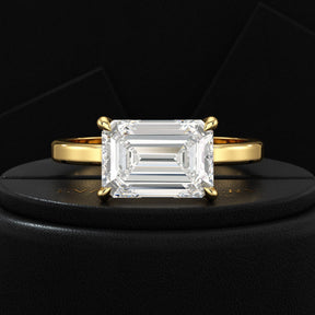 3 Carat Emerald Cut Diamond East West Engagement Ring - Evara Jewelry LLC