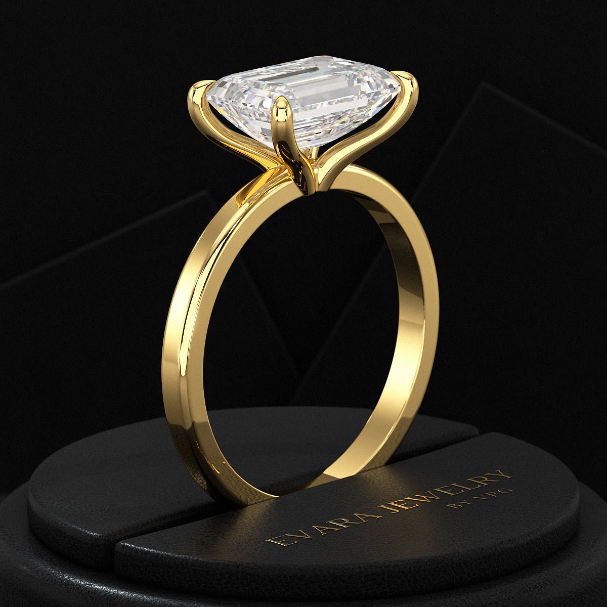 3 Carat Emerald Cut Diamond East West Engagement Ring - Evara Jewelry LLC