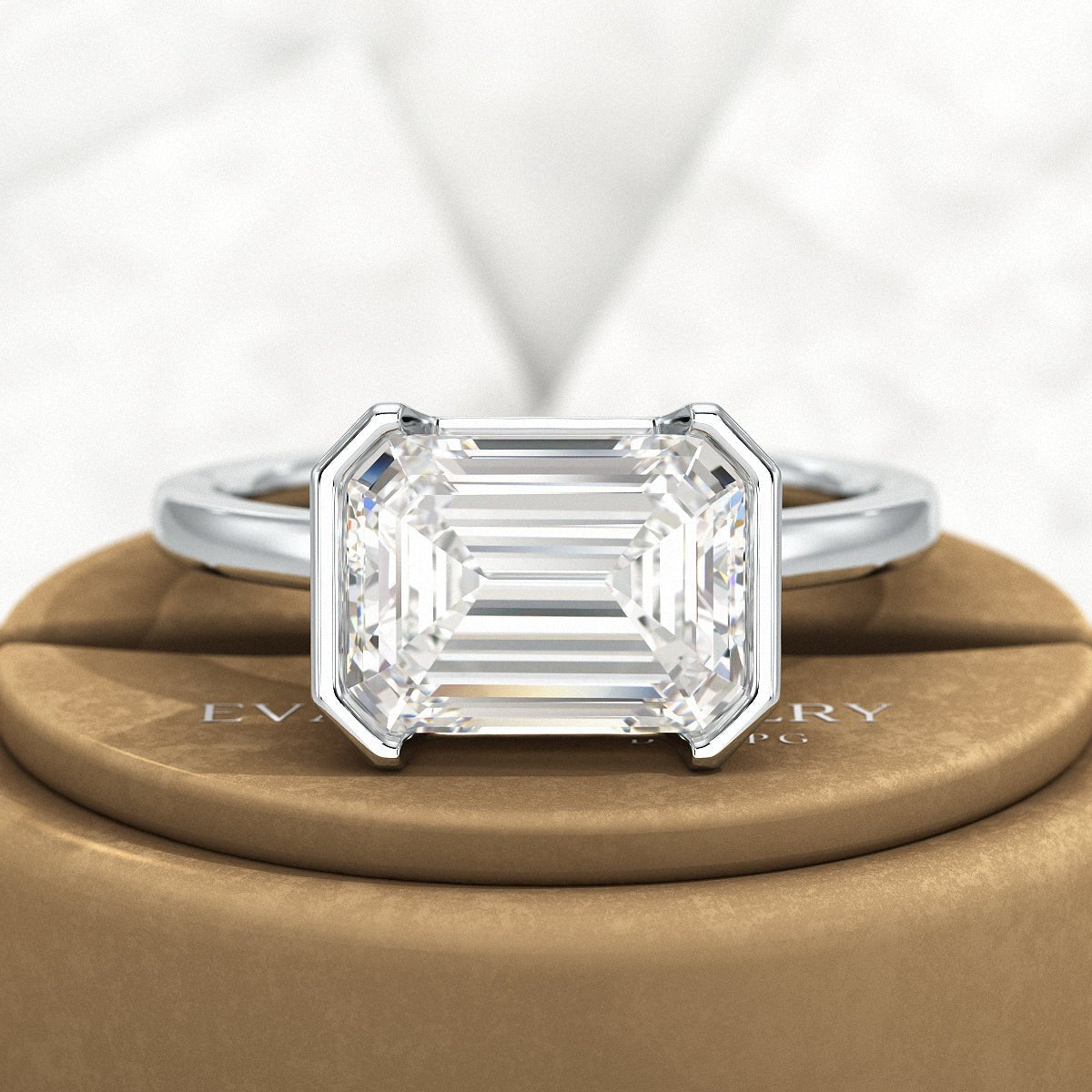3 Carat Emerald Cut East West Anniversary Ring - Evara Jewelry LLC