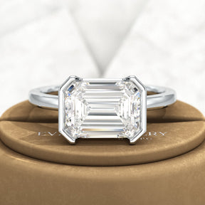 3 Carat Emerald Cut East West Anniversary Ring - Evara Jewelry LLC