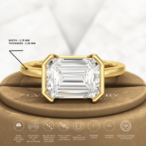 3 Carat Emerald Cut East West Anniversary Ring - Evara Jewelry LLC