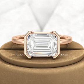 3 Carat Emerald Cut East West Anniversary Ring - Evara Jewelry LLC