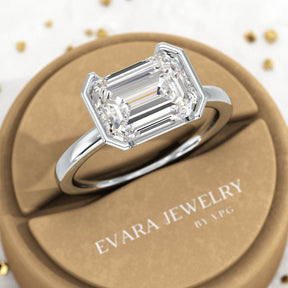 3 Carat Emerald Cut East West Anniversary Ring - Evara Jewelry LLC