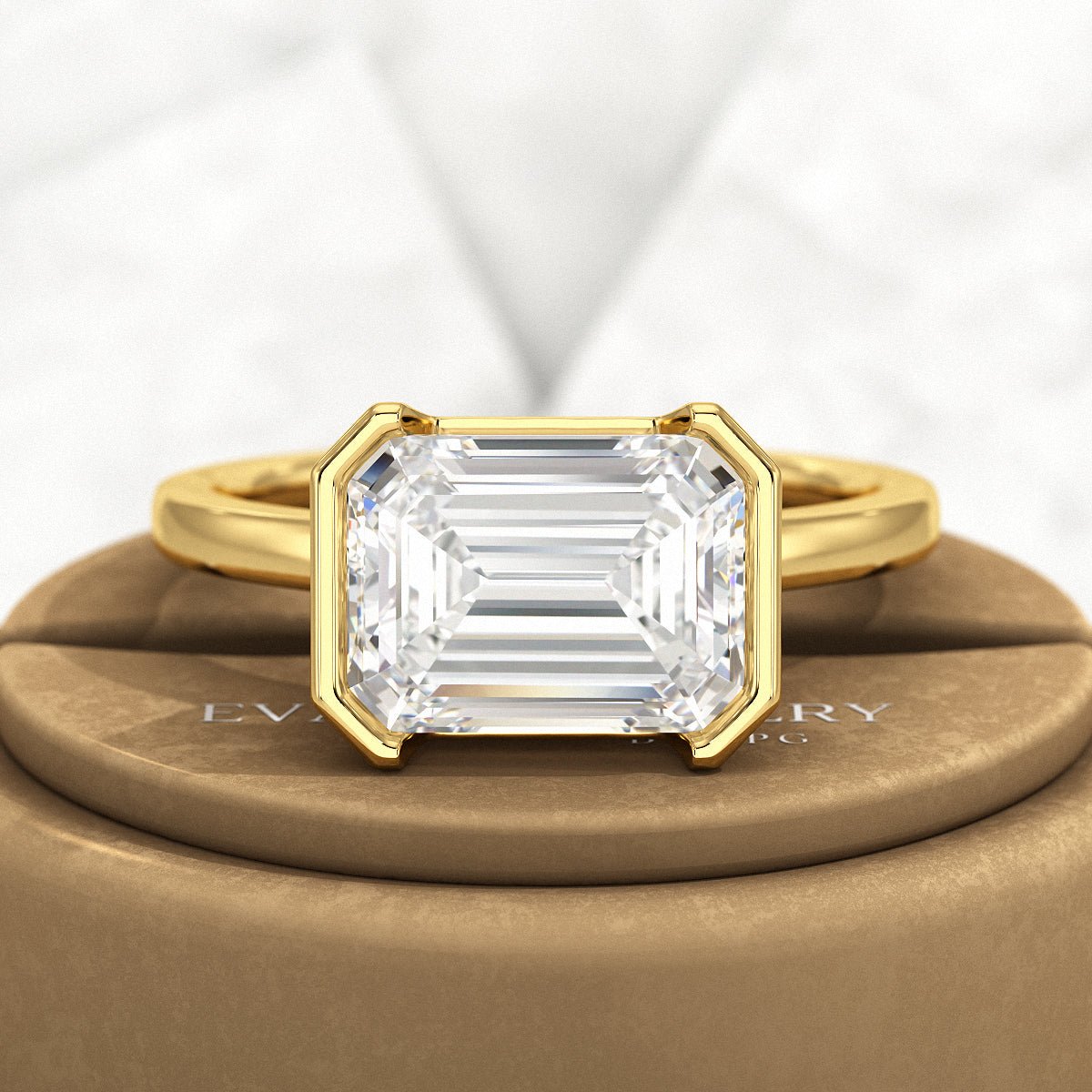 3 Carat Emerald Cut East West Anniversary Ring - Evara Jewelry LLC