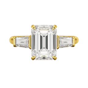 3 Carat Emerald Cut Lab Grown Diamond Three Stone Ring - Evara Jewelry LLC