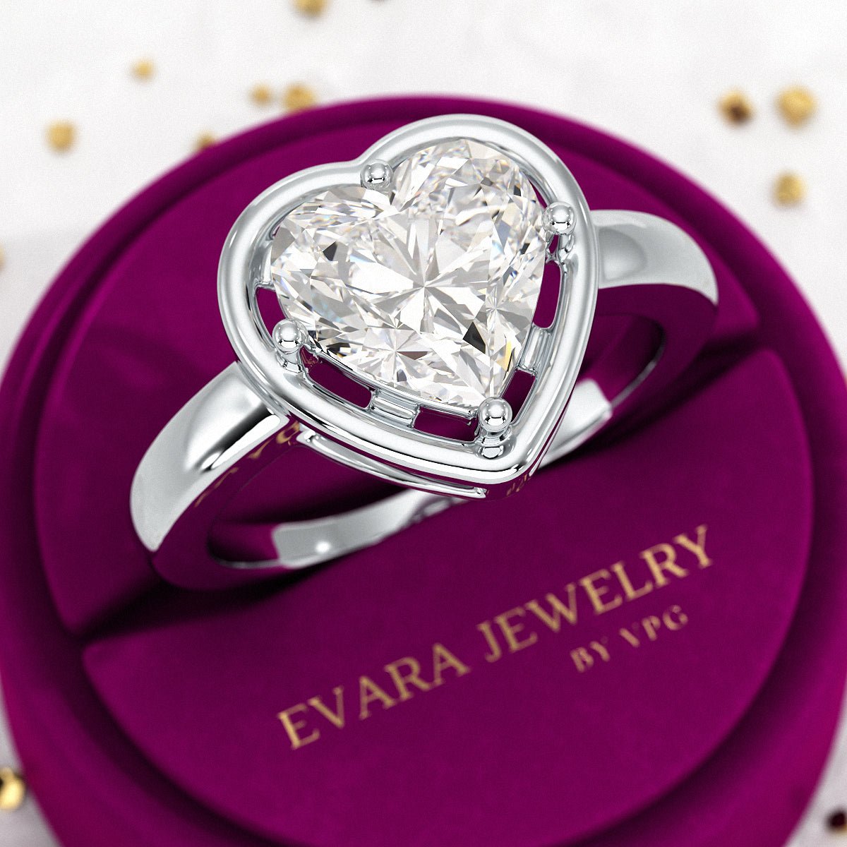 3 Carat Heart Cut Diamond Solitaire Minimalist Engagement Ring - Evara Jewelry LLC