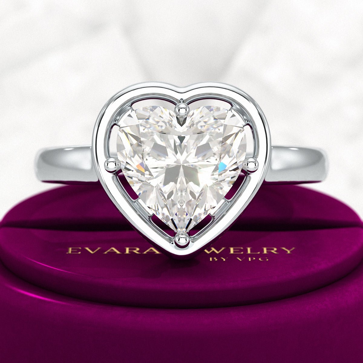 3 Carat Heart Cut Diamond Solitaire Minimalist Engagement Ring - Evara Jewelry LLC