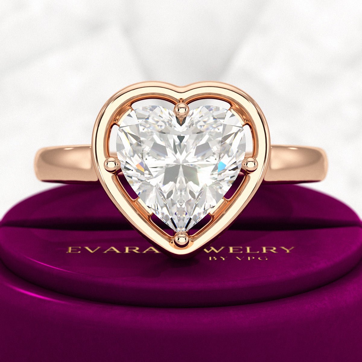 3 Carat Heart Cut Diamond Solitaire Minimalist Engagement Ring - Evara Jewelry LLC