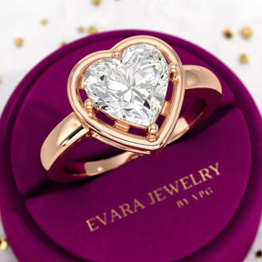 3 Carat Heart Cut Diamond Solitaire Minimalist Engagement Ring - Evara Jewelry LLC