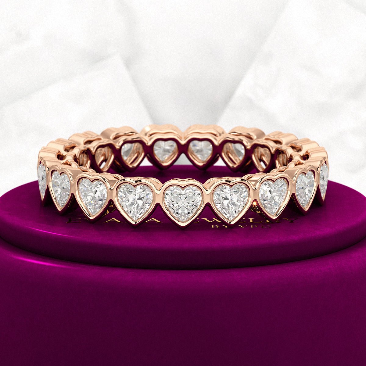 3 Carat Heart Cut Diamond Wedding Band - Evara Jewelry LLC