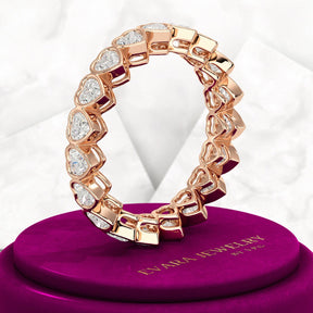 3 Carat Heart Cut Diamond Wedding Band - Evara Jewelry LLC