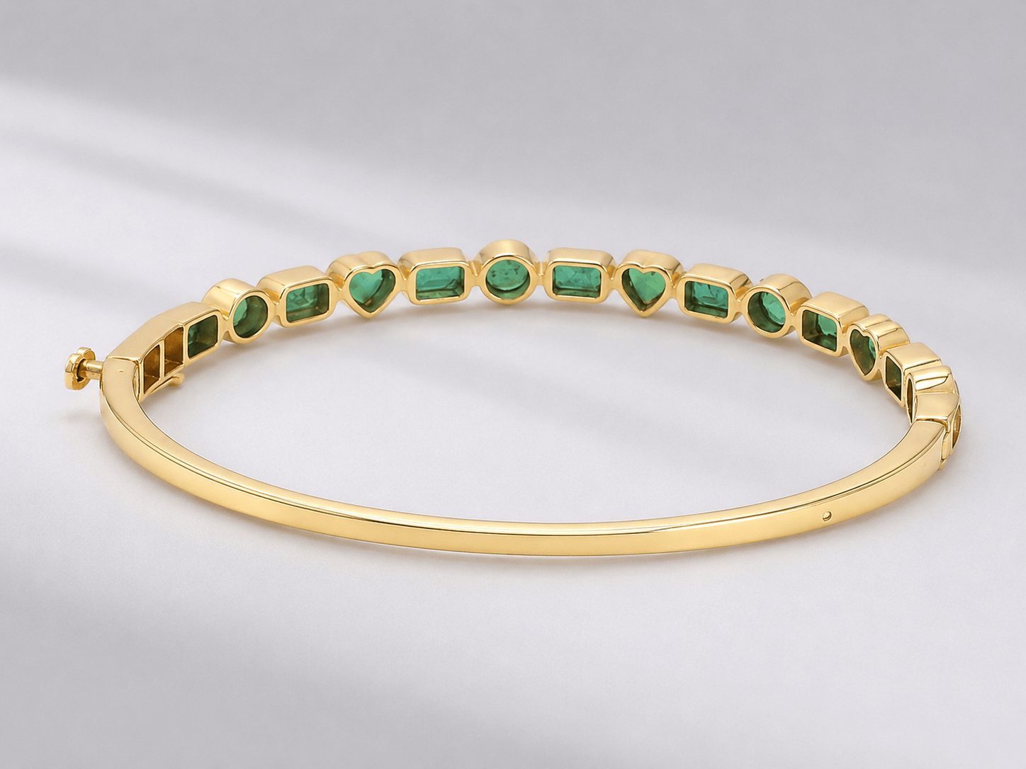 3 Carat Natural Emerald Bezel-Set Cuff Bangle – May Birthstone Bracelet - Evara Jewelry LLC