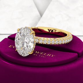3 Carat Oval Cut Pave Band Engagement Ring - Evara Jewelry LLC