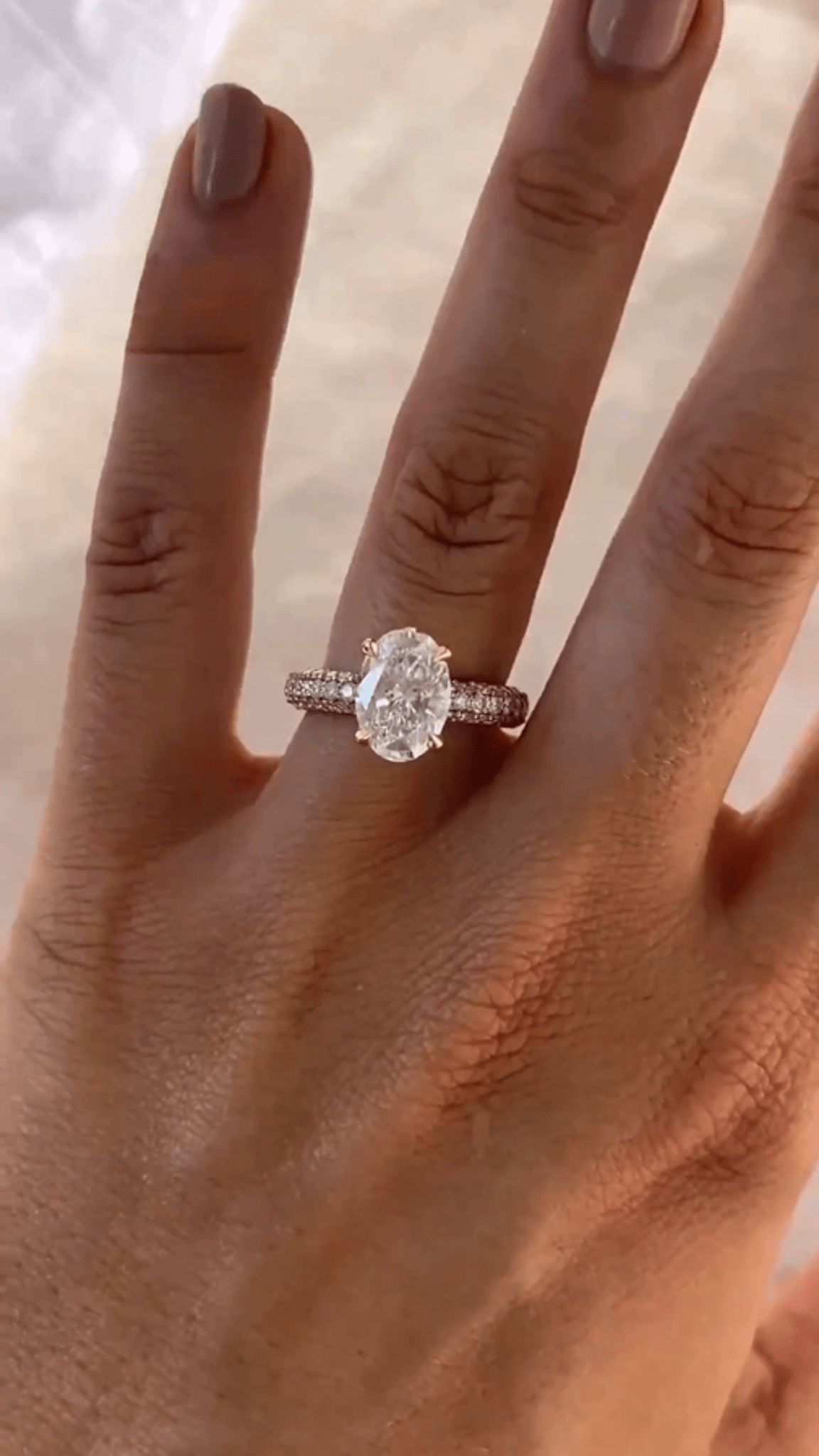 3 Carat Oval Cut Pave Band Engagement Ring - Evara Jewelry LLC