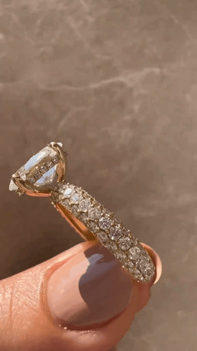 3 Carat Oval Cut Pave Band Engagement Ring - Evara Jewelry LLC