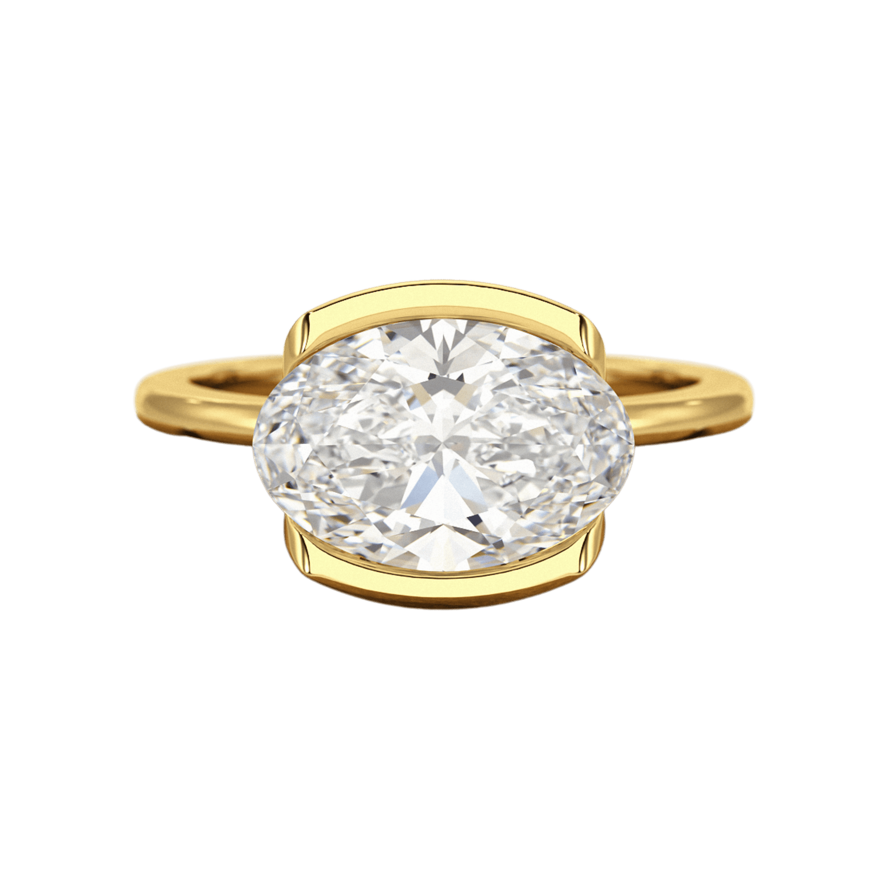 3 Carat Oval Half Bezel Engagement Ring - Evara Jewelry LLC
