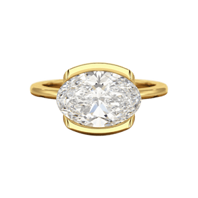 3 Carat Oval Half Bezel Engagement Ring - Evara Jewelry LLC